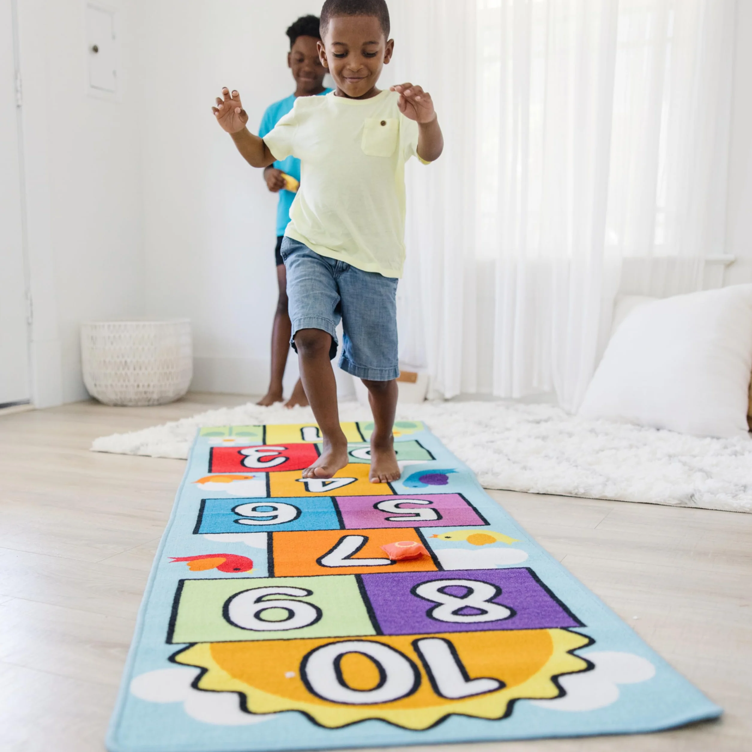Melissa & Doug- Hop & Count Hopscotch Tappeto (imballaggio frustrato), Cuori, 96152