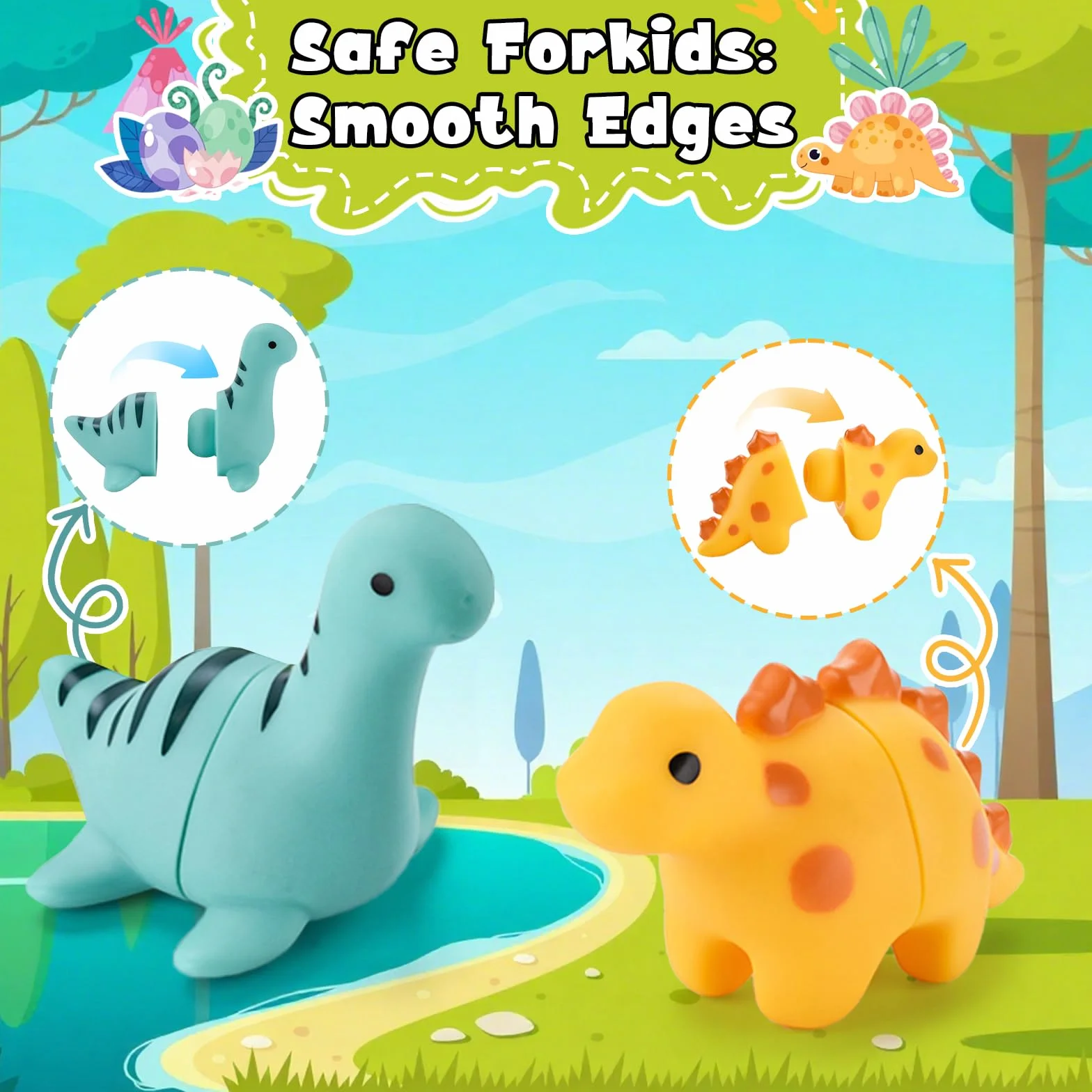 JOYBOY Giocattoli Montessori con 10 Dinosauri per Bambini 1 2 3 Anni, Giocattolo Sensoriale e di Apprendimento Motorio Selezione Colori e Impilabile, Regalo per Natale Compleanni, la Festa dei Bambini