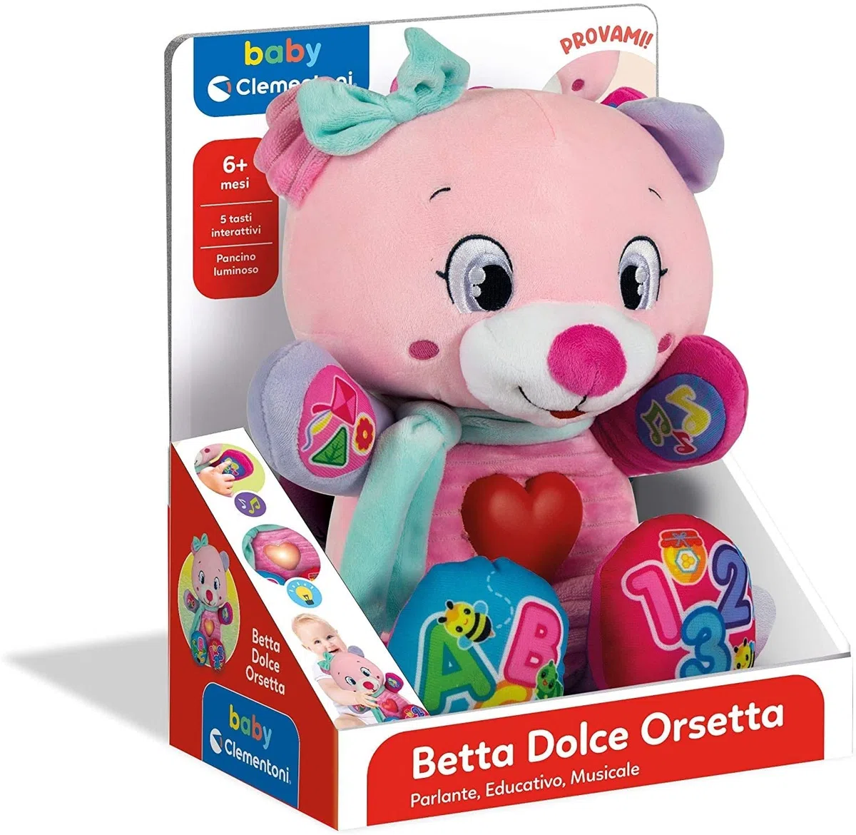 Clementoni Betta Dolce Orsetto Peluche Parlante Interattivo-Gioco Educativo Prima Infanzia, da 6 Mesi, 17399, Multicolore