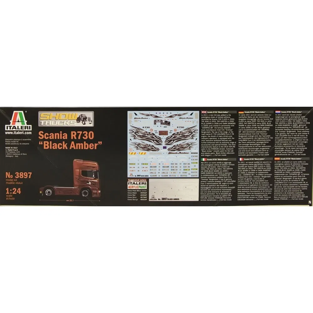 Italeri 3897 - Scania R730 V8 Black Amber modellismo camion Model Kit Scala 1:24