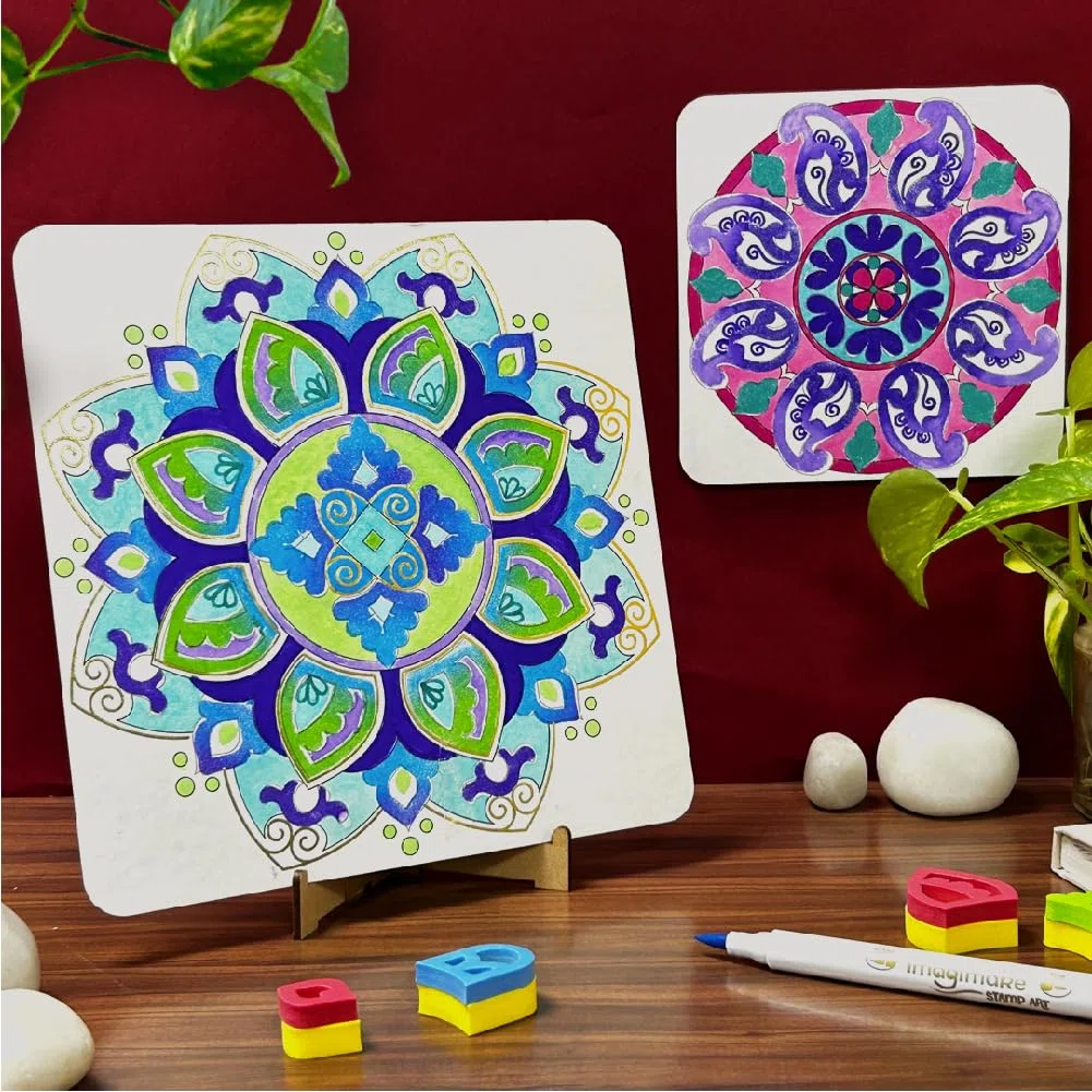 Imagimake Mandala Art Kit | Set di pittura ad acquerello, 12 emozionanti progetti mandala in arti e mestieri per bambini di età 8-12-14-16 | Kit artigianali per adulti e bambini | Regali di compleanno
