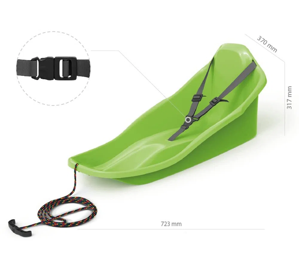 Slitta per bambini fino a 3 anni con schienale, cintura di sicurezza e fune di trazione, per bambini bob, slittino da neve TOPO 72 x 37 cm