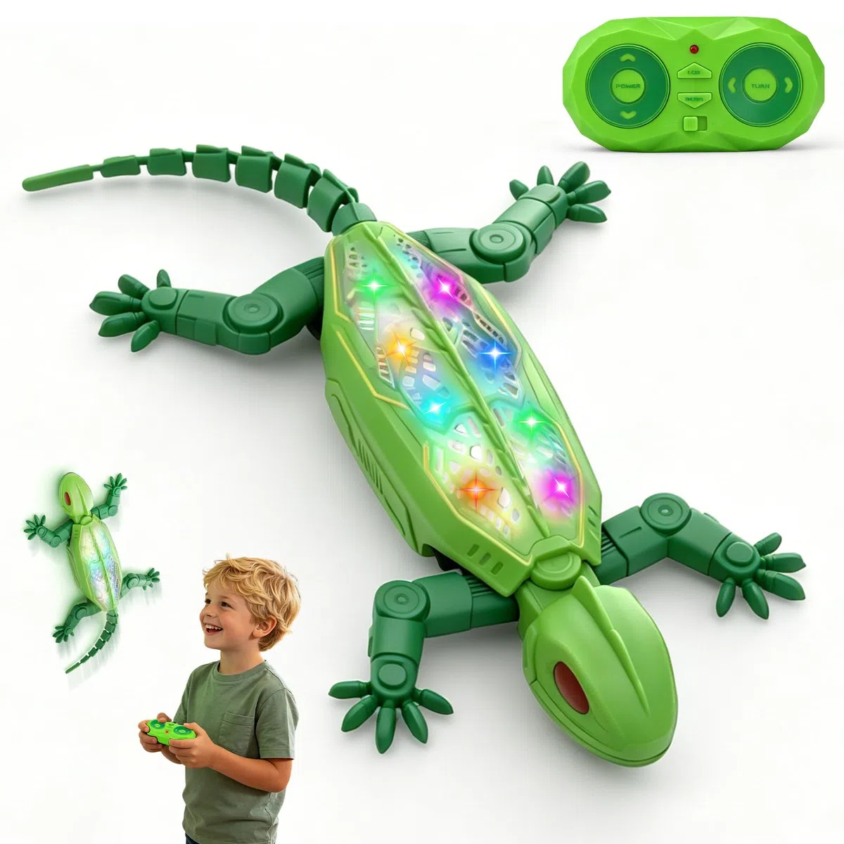 Geco Telecomandato con Illuminazione Dorsale, Nuovo Lucertola Telecomandata Muro – Giocattolo RC Geco per Bambini