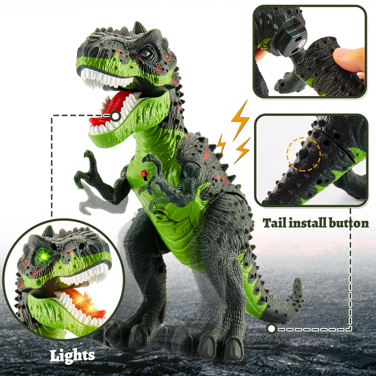 HYAKIDS T Rex Dinosauri per Bambini con Acqua Spray, Dinosauro Giocattolo 3 4 5 6 Anni, Tyrannosaurus Rex, Cammina, Luci e Suoni, Dinosauro Gigante Regalo per Ragazzi Ragazze