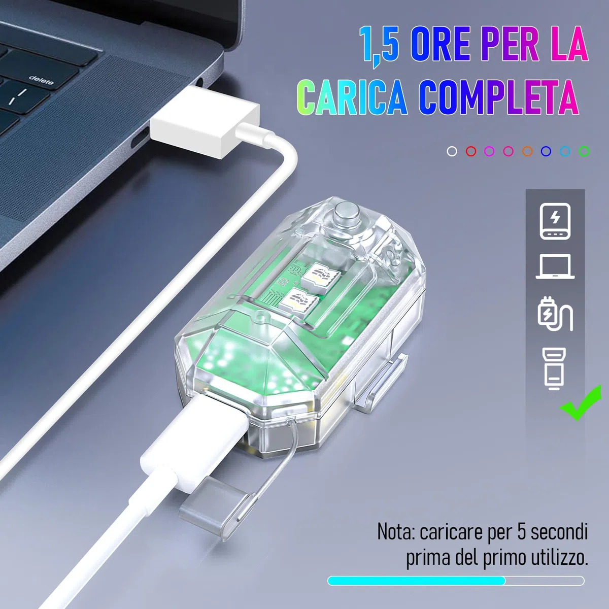 4 Pcs Luce Stroboscopica del Drone con Telecomando, 8 Colori Ricaricabile Luci di Segnalazione per il Volo Notturno per Auto Camion Moto Bici