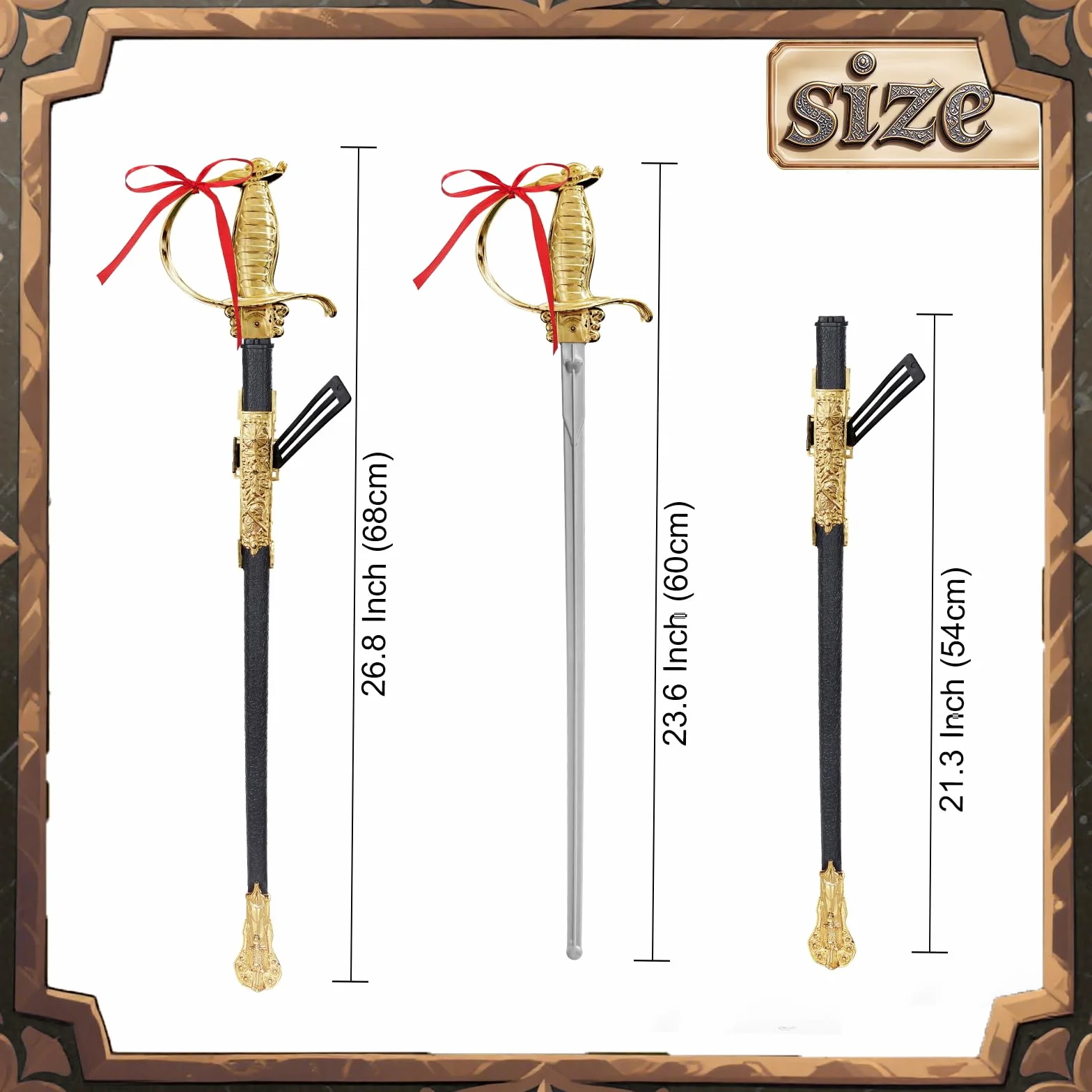 Spinosaurus 2 spade da scherma per bambini in plastica LARP con fodero lungo samurai giocattolo spada Halloween Dress Up accessori (2 pcs-B)
