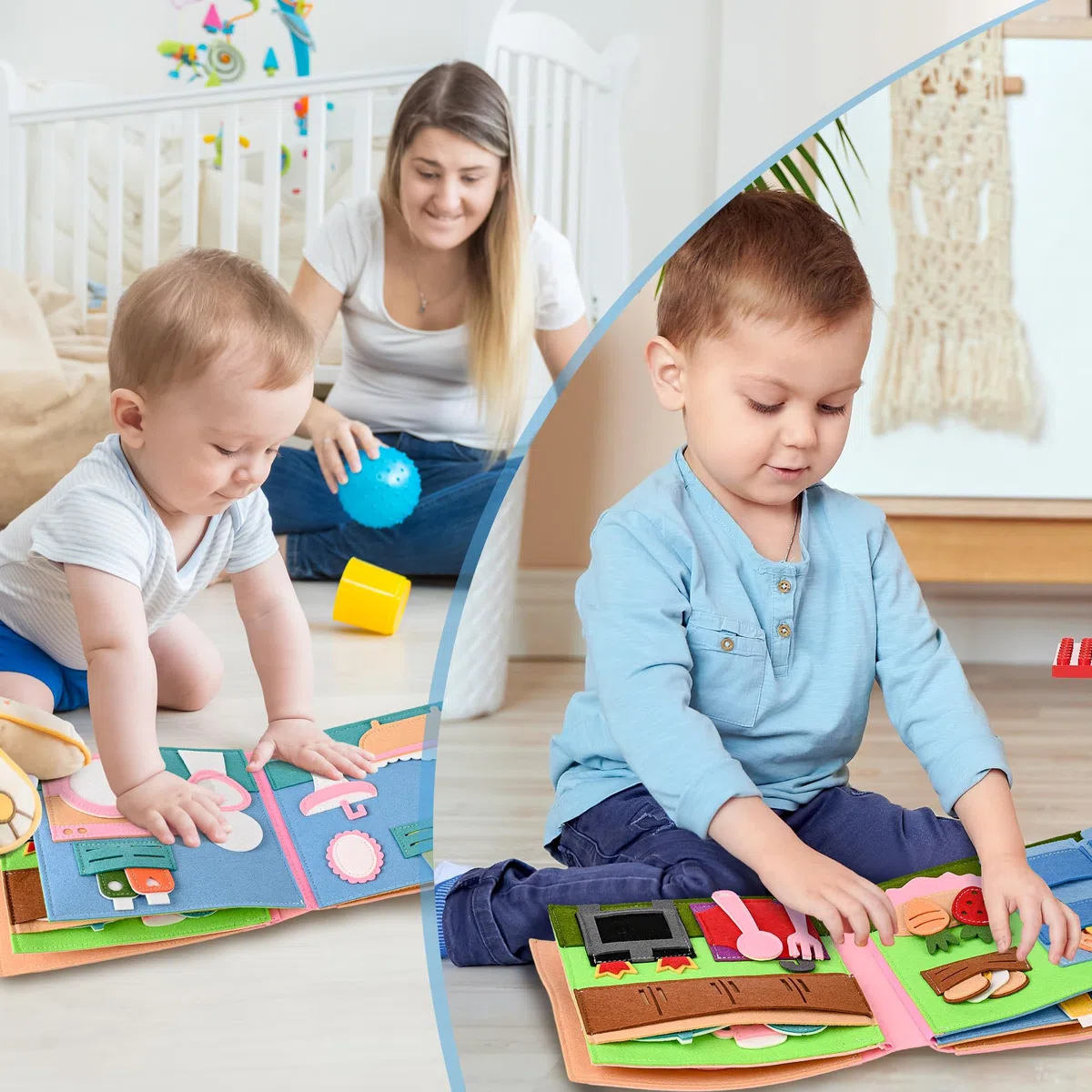 Quiet Book A partire da 1 anno 2 anni | Libri per bambini in tessuto morbido apprendimento precoce abilità di vita giocattoli educativi Montessori regalo per ragazze ragazzi, NC-8