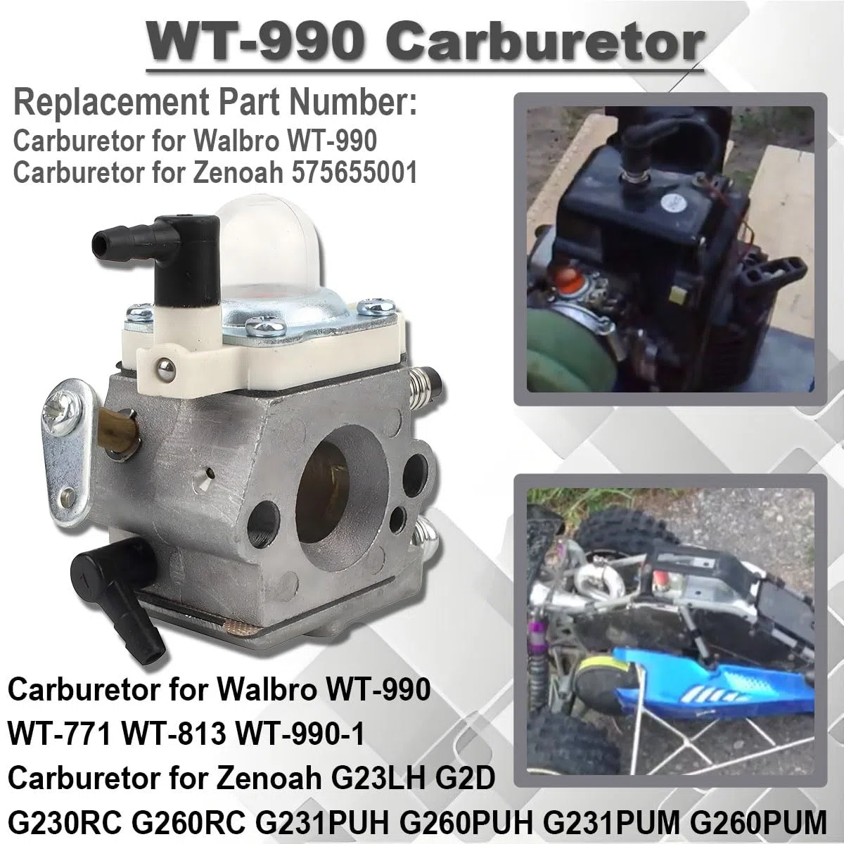 Kit carburatore WT-990 per Walbro WT-771 WT-813 WT-990-1 per Zenoah G23LH G230RC G260RC G231PUH G260PUH G260PU per Baja 5B 5T 5SC per la maggior parte delle auto RC in scala 1/5