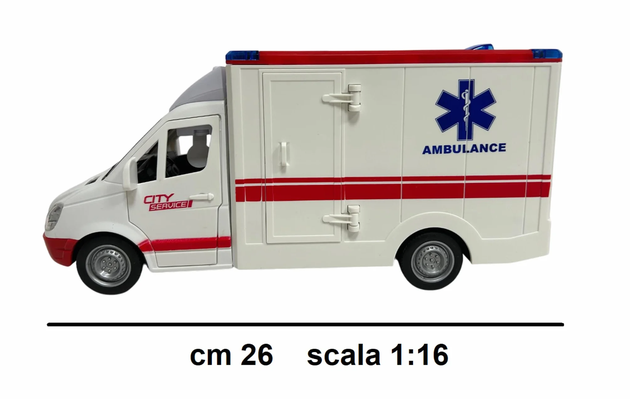 Ambulanza Giocattolo con Luci Suoni Sirene Porte e Tetto Apribili Movimento Frizione Ambulanza Grande Scala 1:16 cm 26 Pronto Soccorso con Luce Suoni Barella Estraibile Ambulanze Bambini con Luci Led