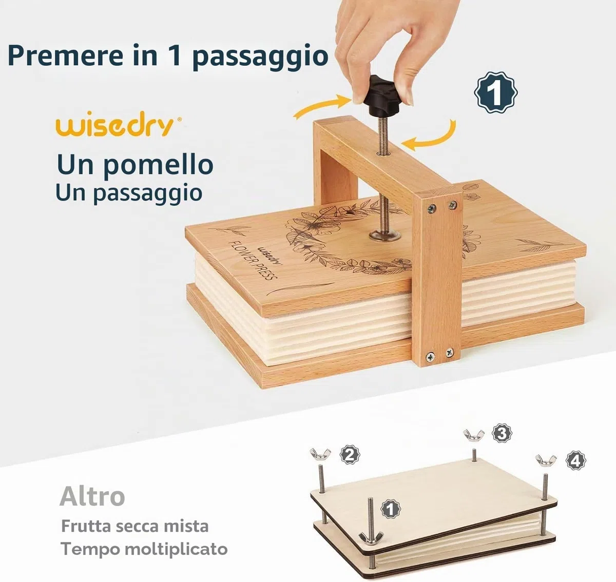 wisedry Kit di pressa per fiori, facile pressatura in un solo passaggio, pressione uniforme, 6 strati, 27,4 x 17,3 cm, kit di stampa per fiori per bambini e adulti, ottimo regalo per gli amanti dei