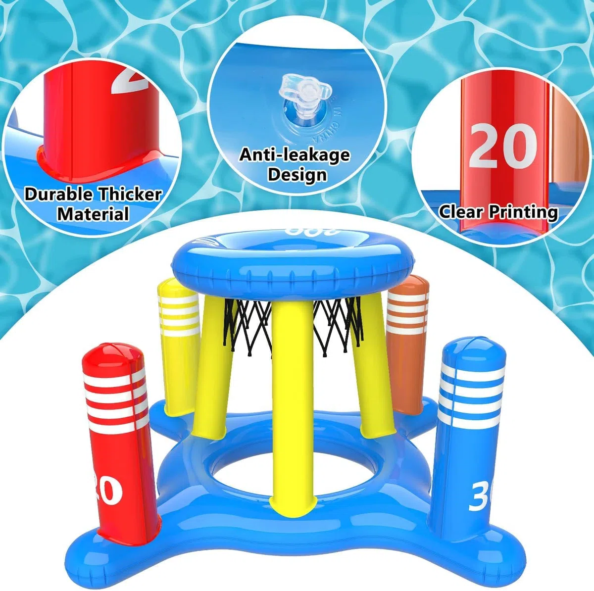 2 in 1 Giochi Piscina Adulti, Giochi Gonfiabili per Piscina, Canestro da Basket Galleggiante e Giocattoli da Lancio, Estate Esterno Piscina Festa Giochi per Adulto