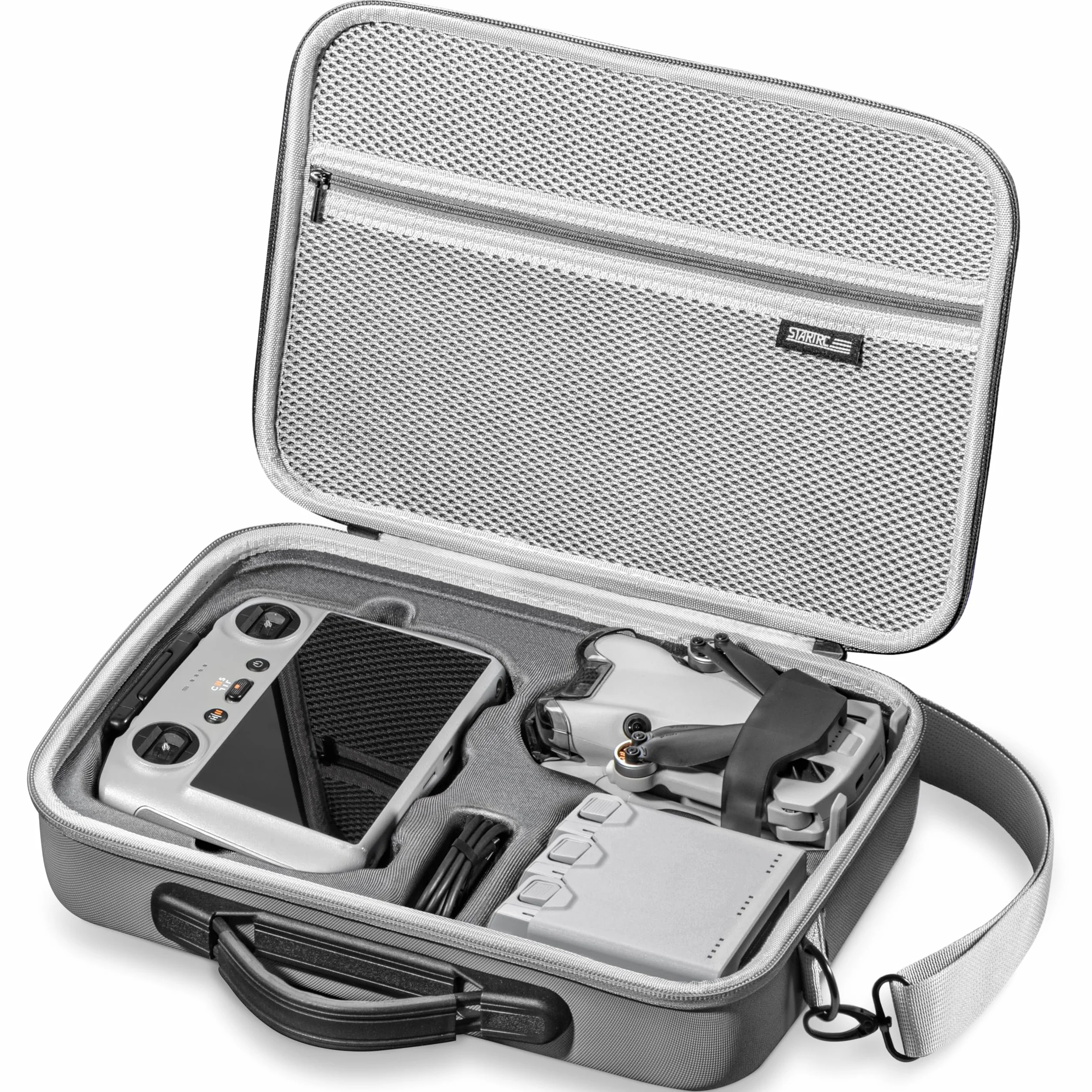 STARTRC Borsa da Viaggio Portatile per DJI Mini 4 Pro Accessori, Fly More Combo (per RC 2 Controller) Drone Borsa a Tracolla, Grigio, Set di Valigie