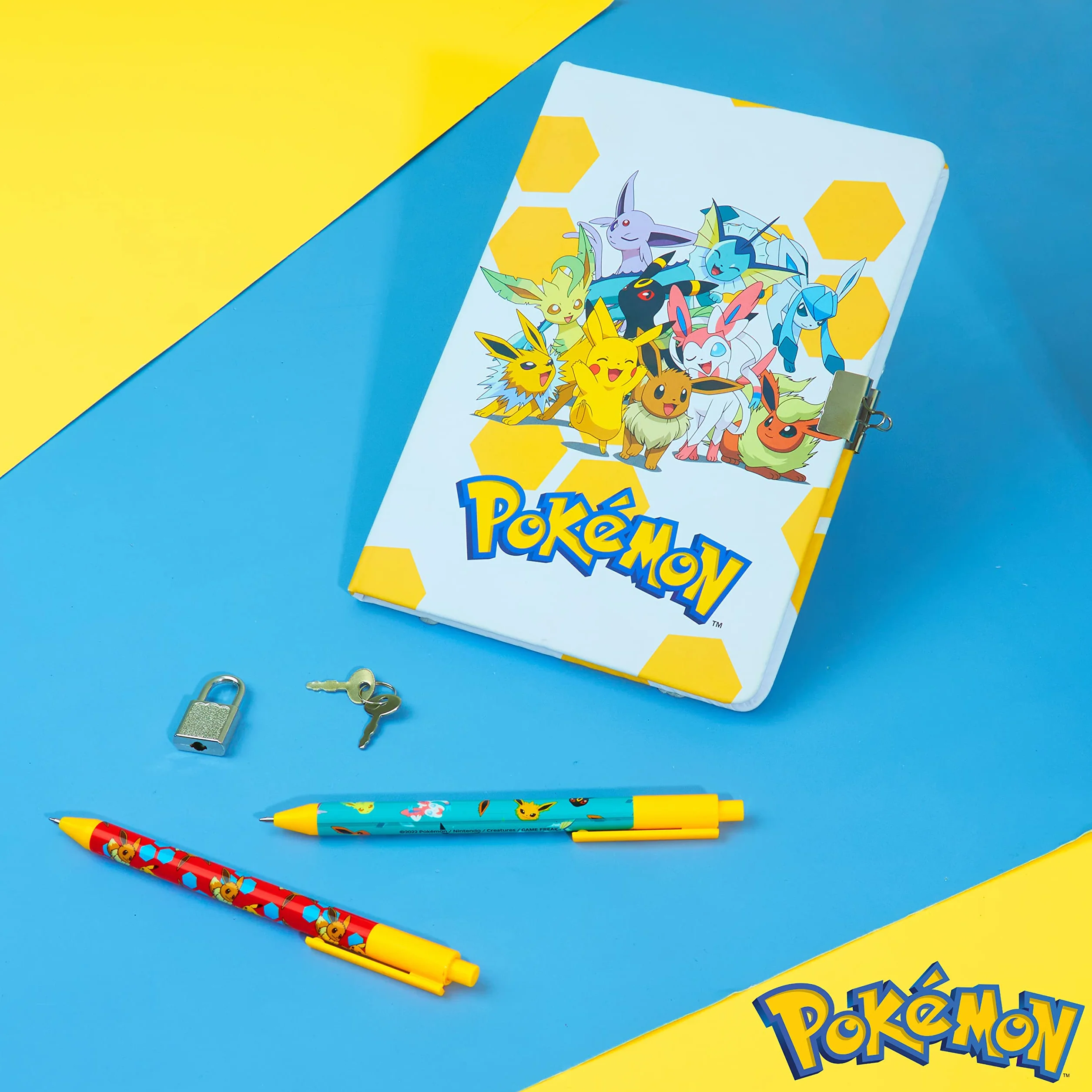 Pokémon Quaderno e Penne Set Anime Articoli Cancelleria Adolescenti Bambini Diario Pikachu Compiti a Casa Materiale Scolastico Regali Bambini (Set Taccuino/Penna)