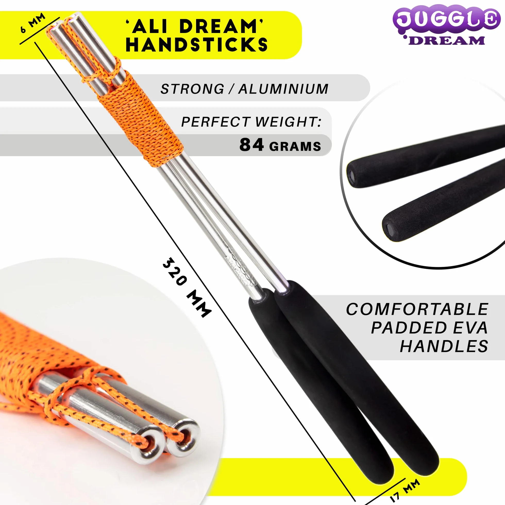 Juggle Dream Jester Cuscinetto a Sfera Diabolo, Bacchette in Alluminio, Video di Apprendimento Online – Giocattolo da Giocoleria Set (Multicolore)
