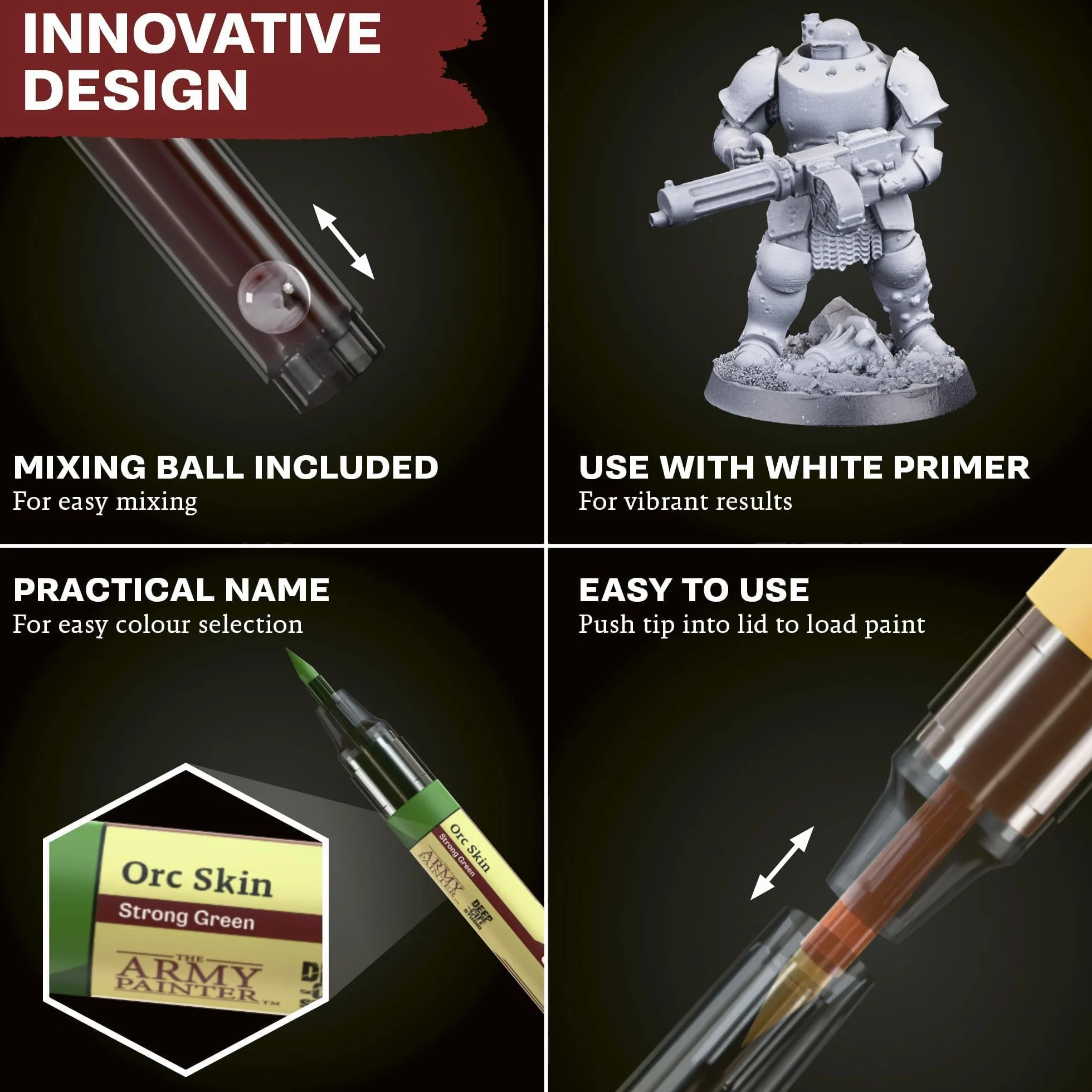 The Army Painter, Speedpaint Marker Starter Set, 10 pennarelli Speedpaint 2.0 da 6 ml, 9 pennarelli Contrast Paint e 1 pennarello acrilico metallico, incl. 10 punte extra per DnD & Warhammer