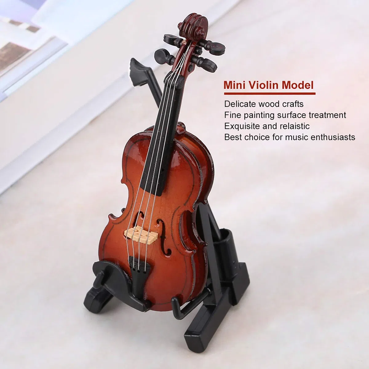Modello di Violino In Miniatura, Violino in Miniatura in Legno con Custodia Modello di Strumento Musicale per Decorazioni per L'home Office