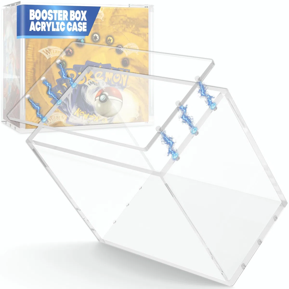 Protector Booster Box Pokémon in Plexiglass con Magneti N52 – Scatola Pokémon UV 99% Trasparente, Resistente e Impilabile