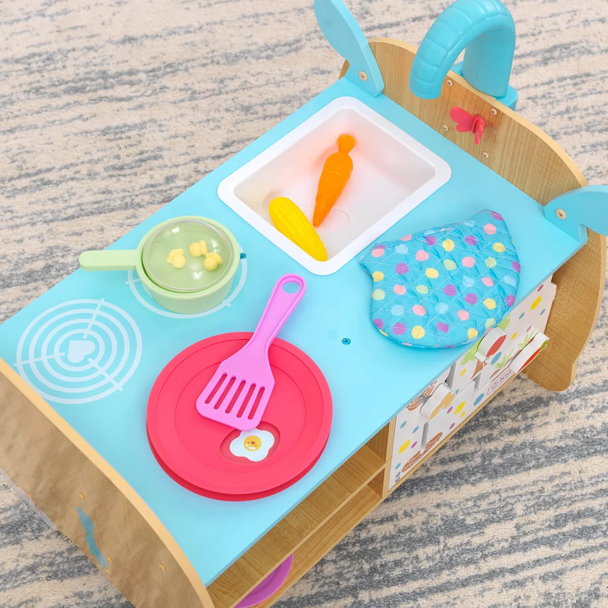 KidKraft Foody Friends Cuoco Elefante Cucina Giocattolo in Legno Per Bambini con Accessori per Pentole, Giocattolo per Bambini 2+ Anni, 20144