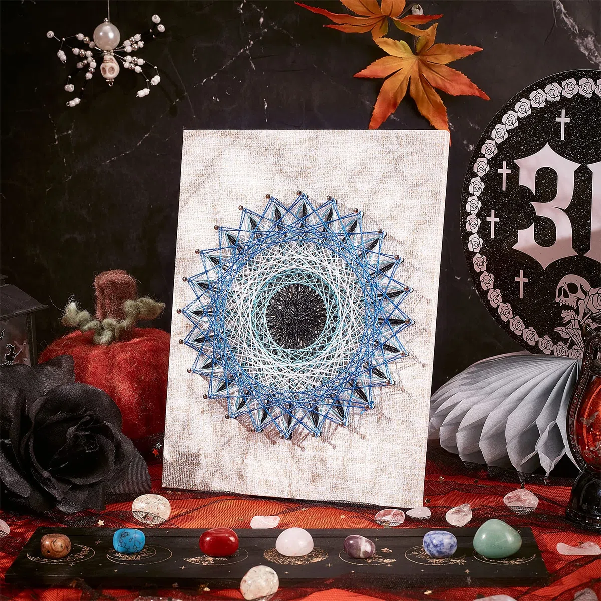 WEBEEDY Kit fai da te 3D String Art per Adulti Principianti, Kit Artigianale Evil Eye, include tutti gli accessori e la cornice necessari, decorazioni da parete