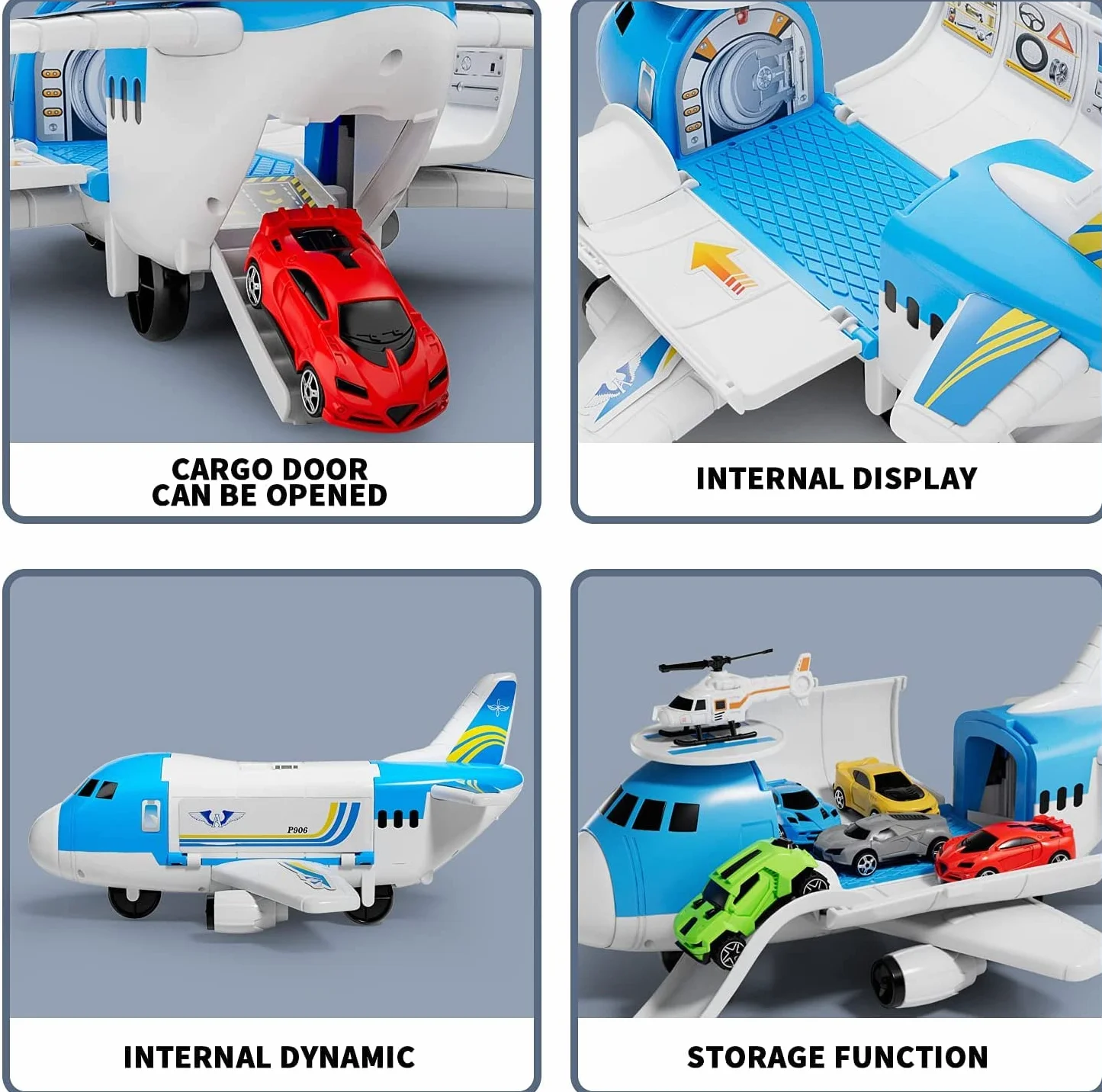 Giocattolo per Bambini 3 -5 Anni, 19 in 1 Trasportatore di Aerei Aeroplani, Camion, Regalo per Ragazzi