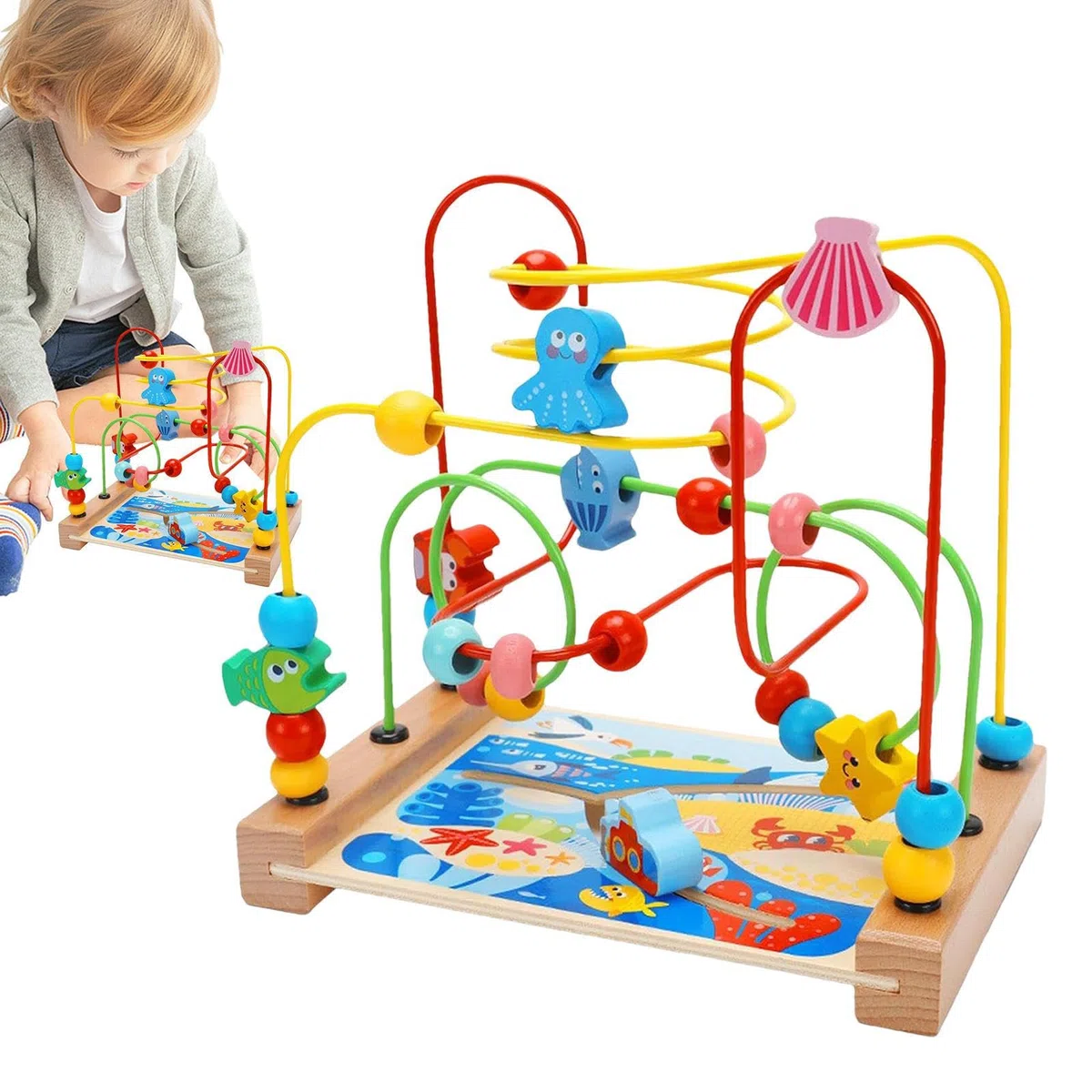 Giocattoli Da Labirinto Con Perline Di Legno Per Bambini Piccoli, Giocattolo Educativo In Legno Con Cerchio | Giocattoli Educativi Per Il Compleanno, Giocattoli Educativi Per La Scuola Materna Per Bam