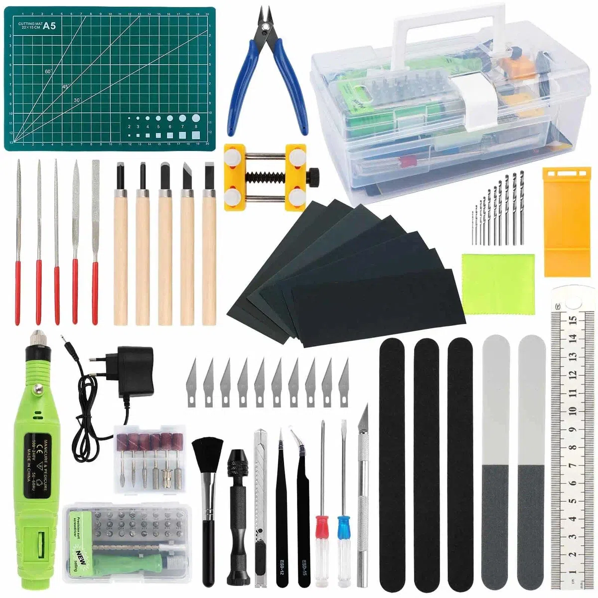 QLOUNI 103 Pezzi Kit Modellismo, Kit di Strumenti Base Modello per Gundam Model Tools Craft Set, Gunpla Model Kit per Edifici Auto Aerei Modello Assemblare Costruzione Riparazione e Fissaggio