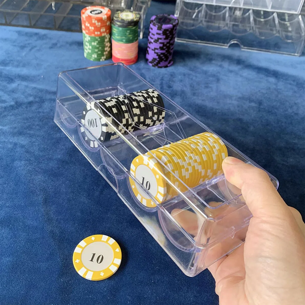 Custodia per Chip da Poker 5pcs, Vassoio di Chip di Poker in plastica Trasparente con Coperchio, vetrina di archiviazione Multiuso per Gioco D'Azzardo, Feste o casa