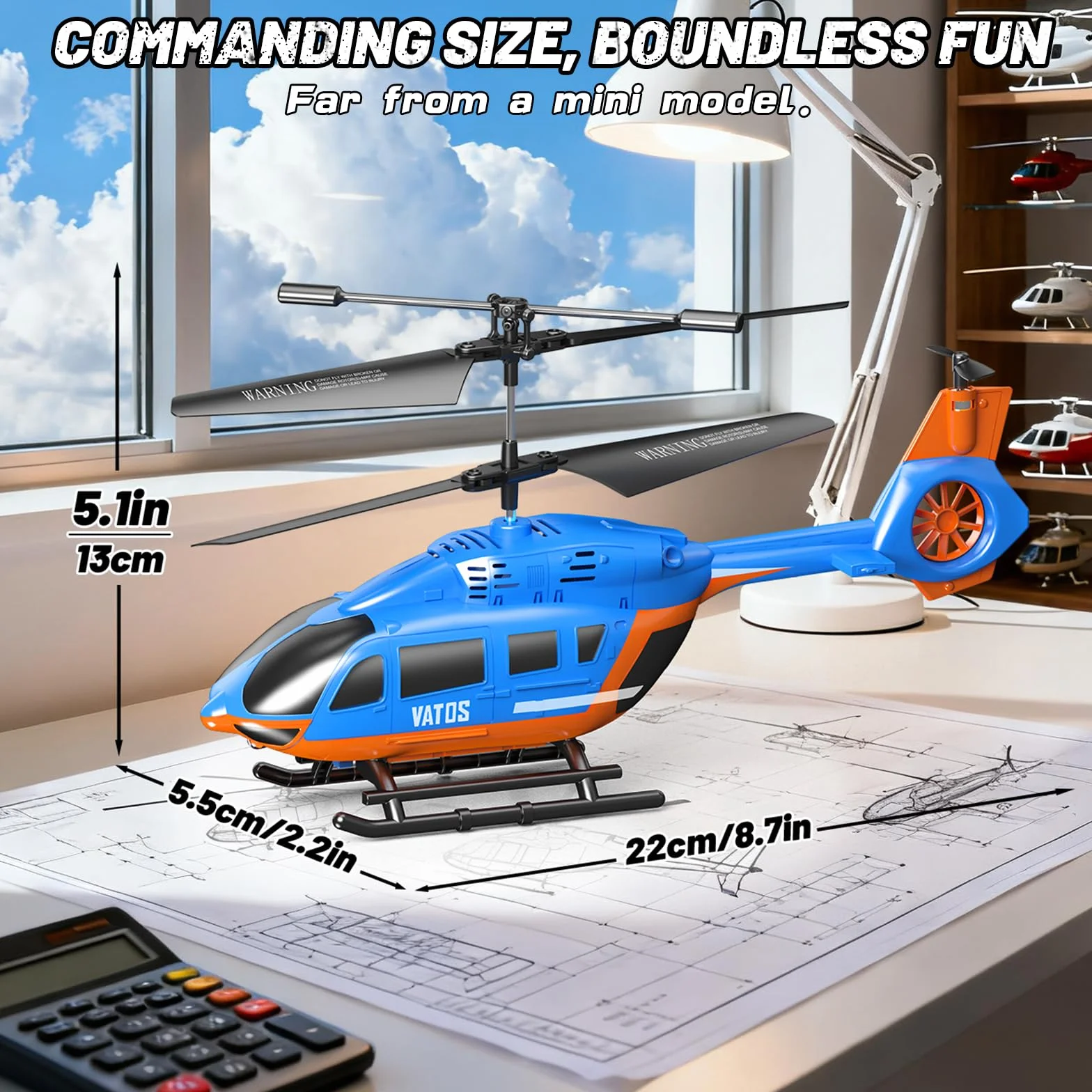 VATOS Elicottero RC 2.4G con Luci LED - Controllo Semplicissimo, Funzione Altitude Hold, Decollo/Atterraggio Automatico - Avviso Batteria Bassa - Regalo Per Bambini Principianti 10+ Anni