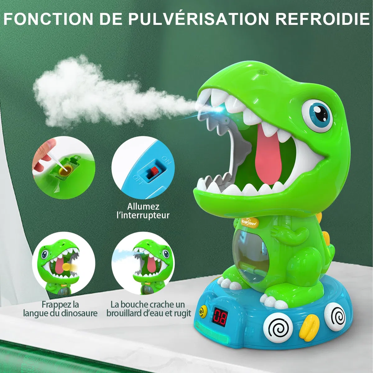 EagleStone Giocattoli da tiro a Forma di Dinosauro Mobile per Bambini con spruzzatura, Giocattolo da Gioco elettronico con 2 Pistole a Pompa, 48 Palline, Giocattoli Natalizi per Feste con Suono