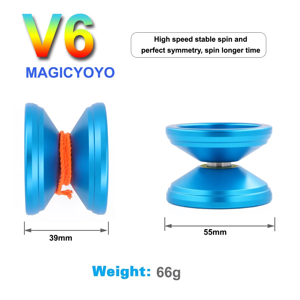 MAGICYOYO V6 Yoyo Professionale Reattivo & Non Reattivo | Yo-yo Metallo per Bambini e Adulti | Da Principianti a Avanzati + Guanto + 12 Corde + Borsa + Strumento di Rimozione | Blu Scuro