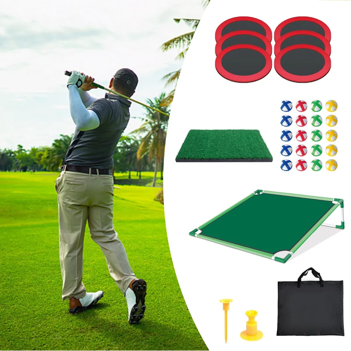 Set Mini Golf per Bambini e Adulti, Gioco con Tappetino da Putting e 20 Palline Adesive, per Interno ed Esterno, Ideale per Allenamento e Divertimento in Famiglia