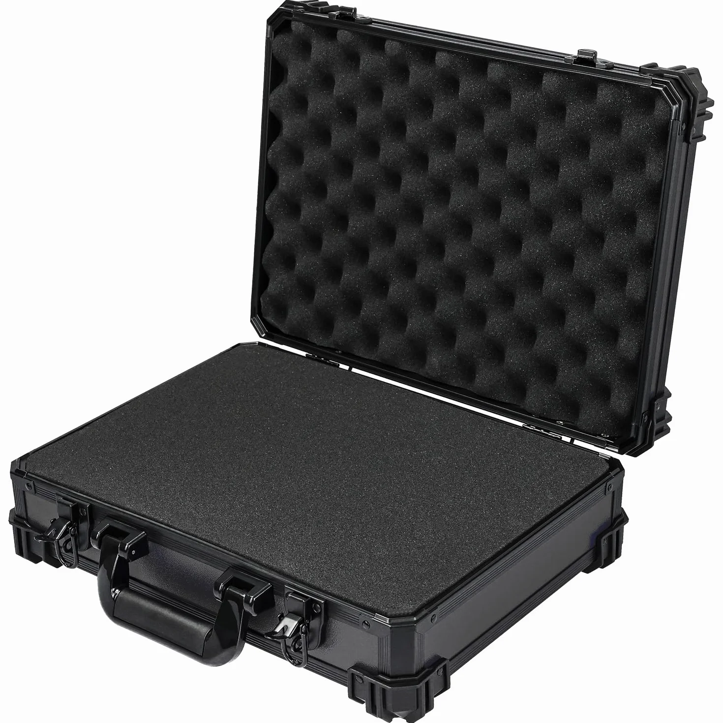 HMF 15502-02 Valigetta di trasporto con schiuma a griglia, valigetta universale, cassetta attrezzi | 39 x 29 x 12 cm | Nero