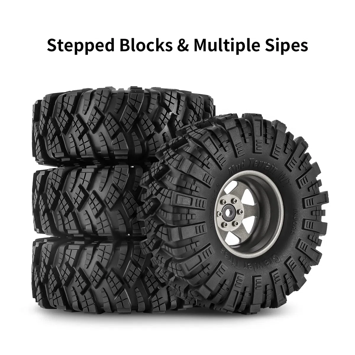 INJORA 1,9 Fango Pneumatici Offset -8.9mm Beadlock Cerchio Ruota per 1/10 RC Crawler Auto Axial SCX10 90046 UTB18 TRX4,Grigio