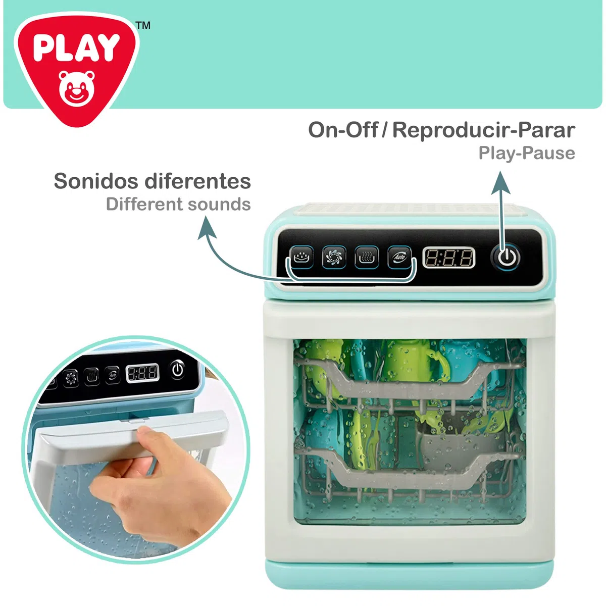 COLORBABY Play- Lavastoviglie Giocattolo con Luce e Suono per Bambini, elettrodomestici Giocattolo, lavastoviglie per Bambini, Mini lavastoviglie (46900)