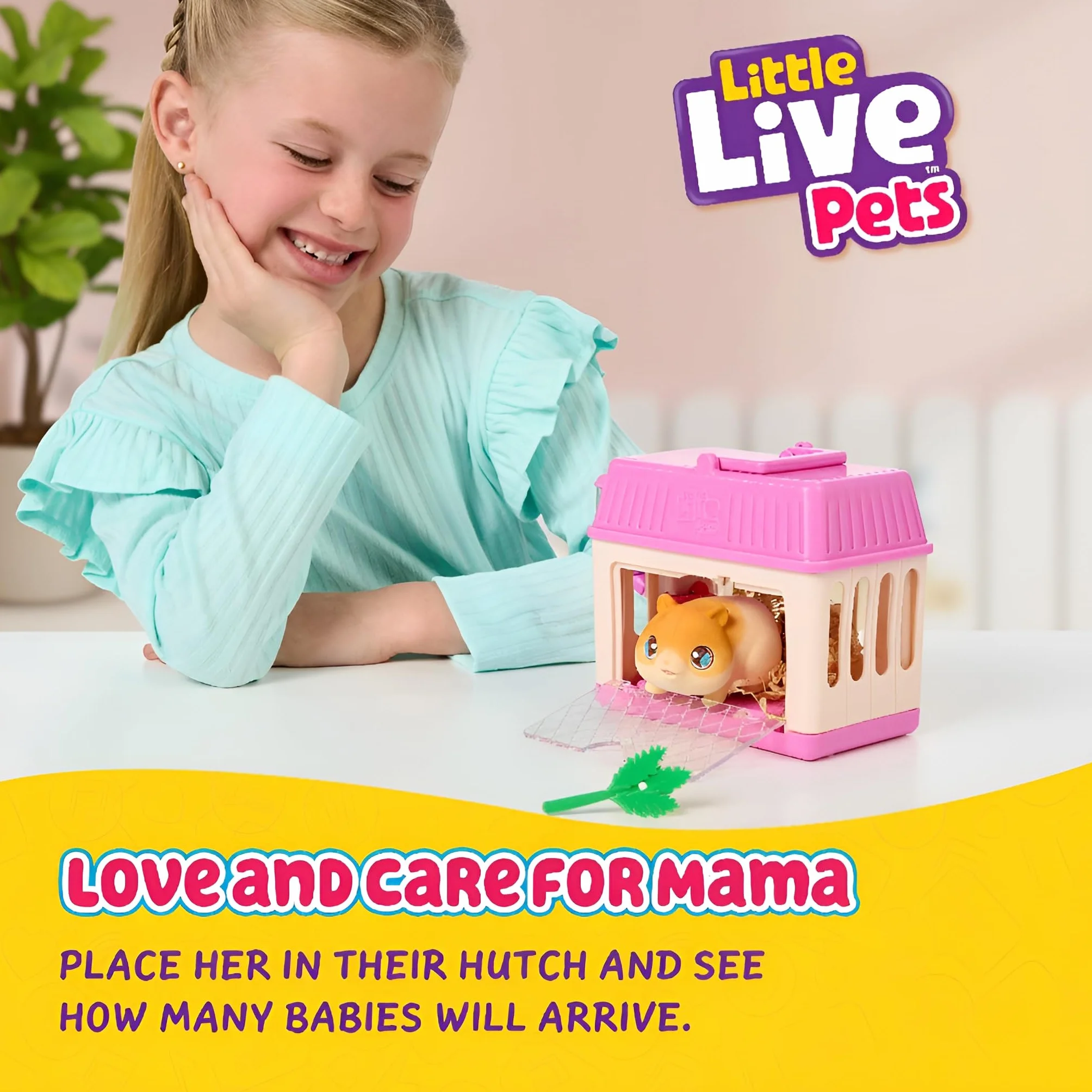 Little Live Pets Mama Surprise Mini criceto giocattolo, prenditi cura del tuo criceto nella loro conigliera per rivelare 2, 3 o 4 mini bambini