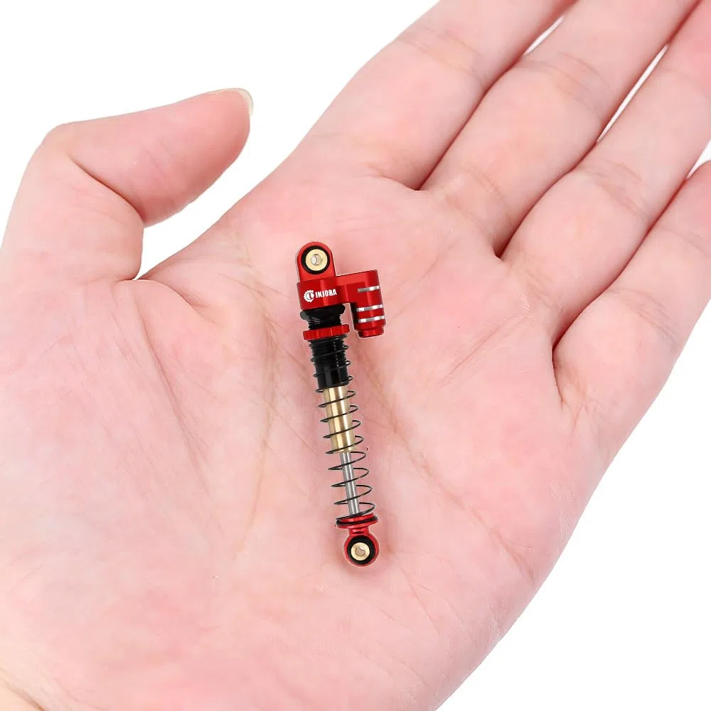 INJORA RC Ammortizzatore 43mm Filettato Tele Shocks Riempito d'olio Damper per 1/24 RC Crawler Axial SCX24 Deadbolt Bronco Gladiator Upgrade (Rosso,4pcs)