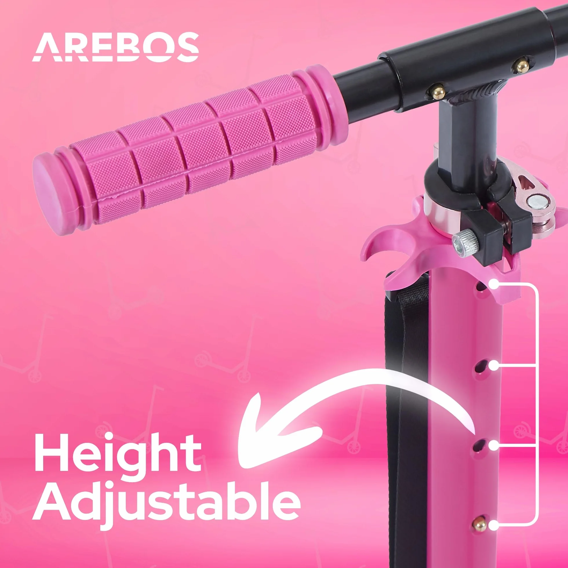 Arebos city scooter a pedali monopattino regolabile in altezza | pieghevole | incl. cinghia di trasporto | ruote XXL | freno a pedale | per bambini e adulti | capacità di carico fino a 100 kg