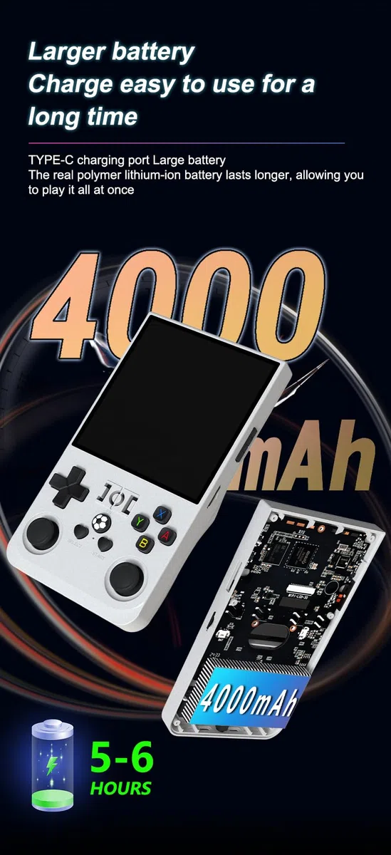 Open Source Sistema Linux R36MAX Retro Console di gioco, portatile palmare Consoles per videogiochi, 4.0-in 4 k HD IPS schermo con 64G Built-in 10000 giochis classici,2025 Nuovo