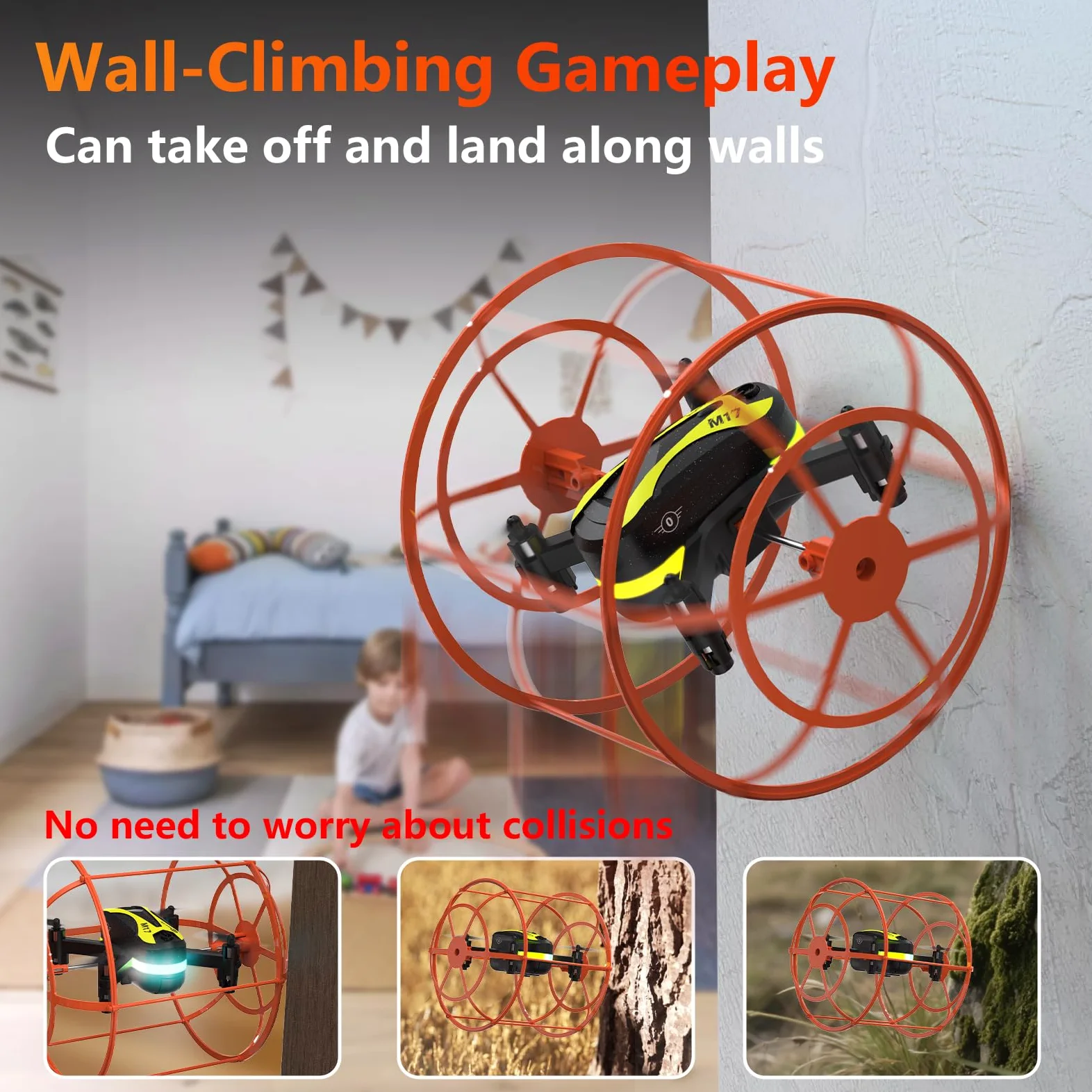 M17 Quadricottero RC per Principianti Mini Drone con Copertura Protettiva Modalità Terra-Aria Droni Indoor and Outdoor Capovolgimento 3D Modalità senza Testa Operazione con Un Tasto Regalo