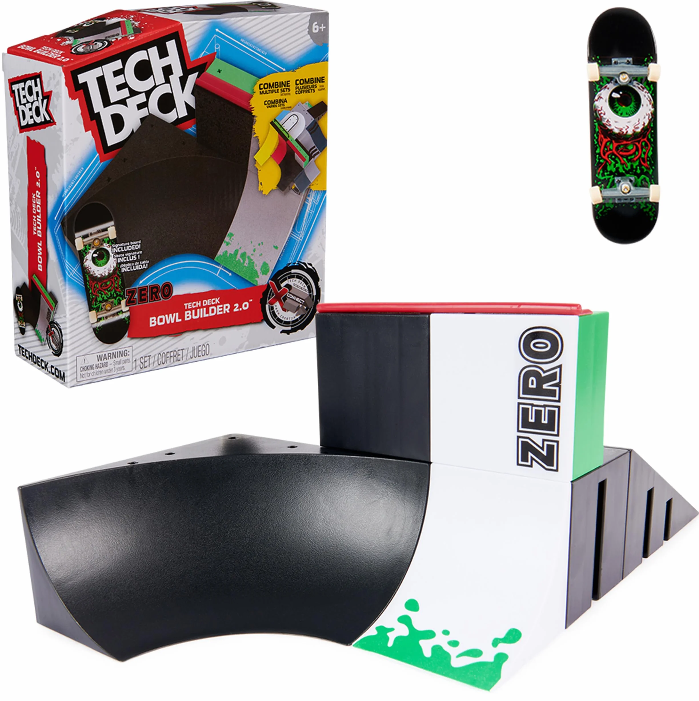 Tech Deck X-Connect Starter Set – Bowl Builder 2.0 Rampensset con autentico Fingerboard della marca Zero e accessori, dai 6 anni in su