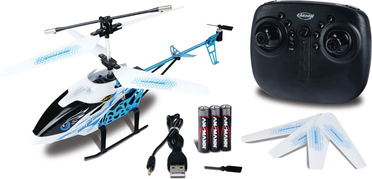 Carson 500507169 Eagle 280 Crash Stop 2.4 GHz 100% RTF - Elicottero RC, elicottero telecomandato, robusto modello RTF (pronto al volo) per principianti, elicottero da esterno, elicottero da interno
