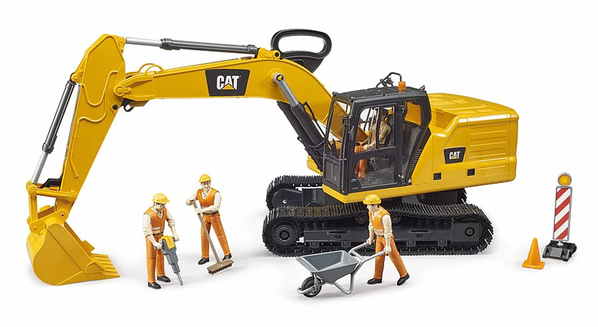 bruder 02483 - Escavatore a benna Cat, veicolo da cantiere, escavatore a benna, veicolo