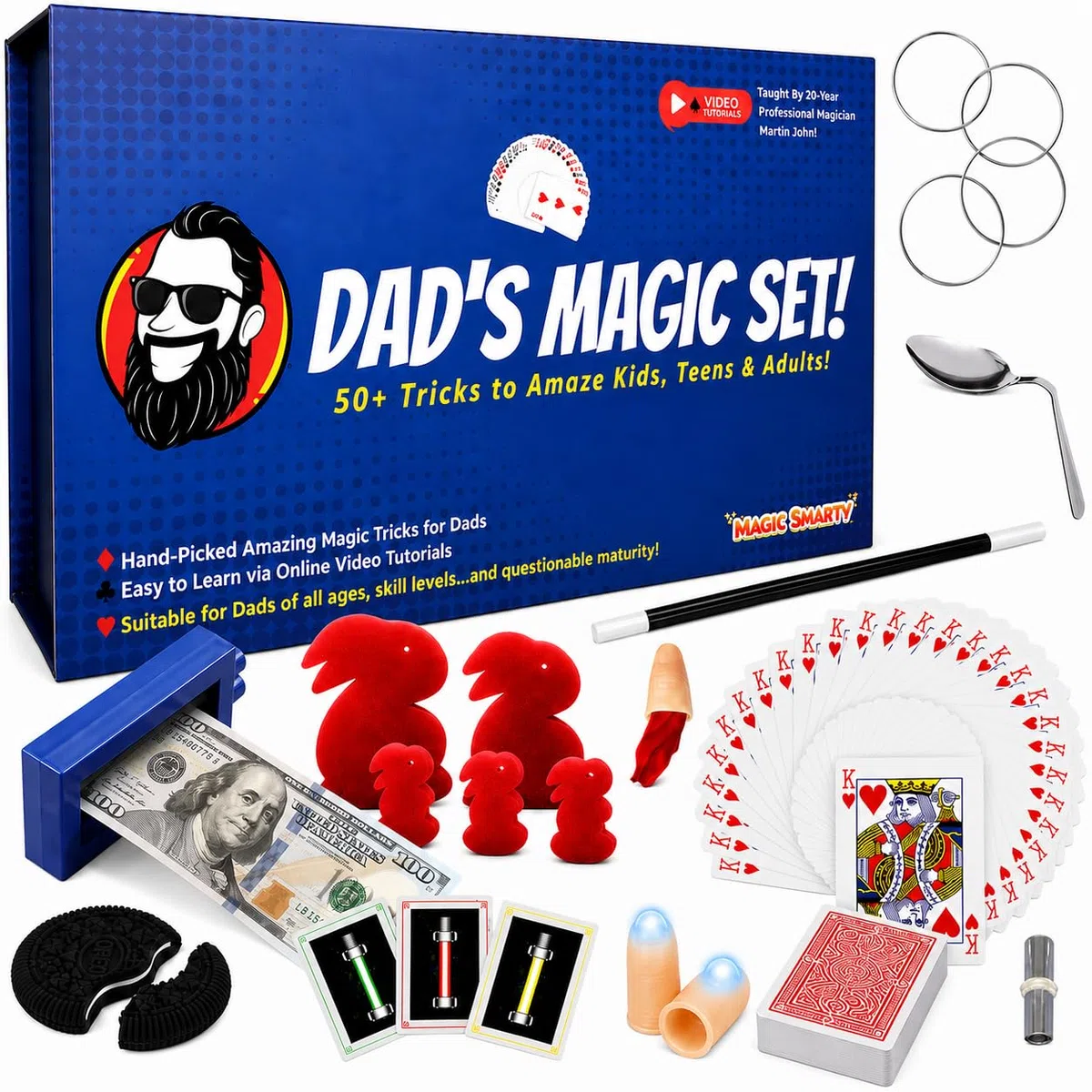 Set magico di papà! - 50+ trucchi per papà per stupire i bambini, la famiglia e gli amici! - Include tutorial video online insegnati personalmente da 20 anni mago professionista e compagn