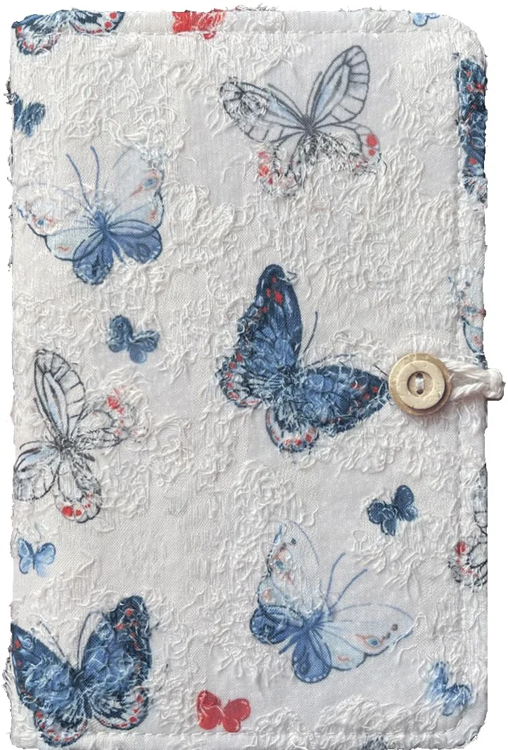 Cartella anelli A6, Quaderno ricaricabile, Quaderno a 6 anelli, Piccolo 5"x7", Album da schizzi B6, Ricamato, Regali farfalla per ragazze, Cartella pianificatore budget, Tema farfalla, Bianco