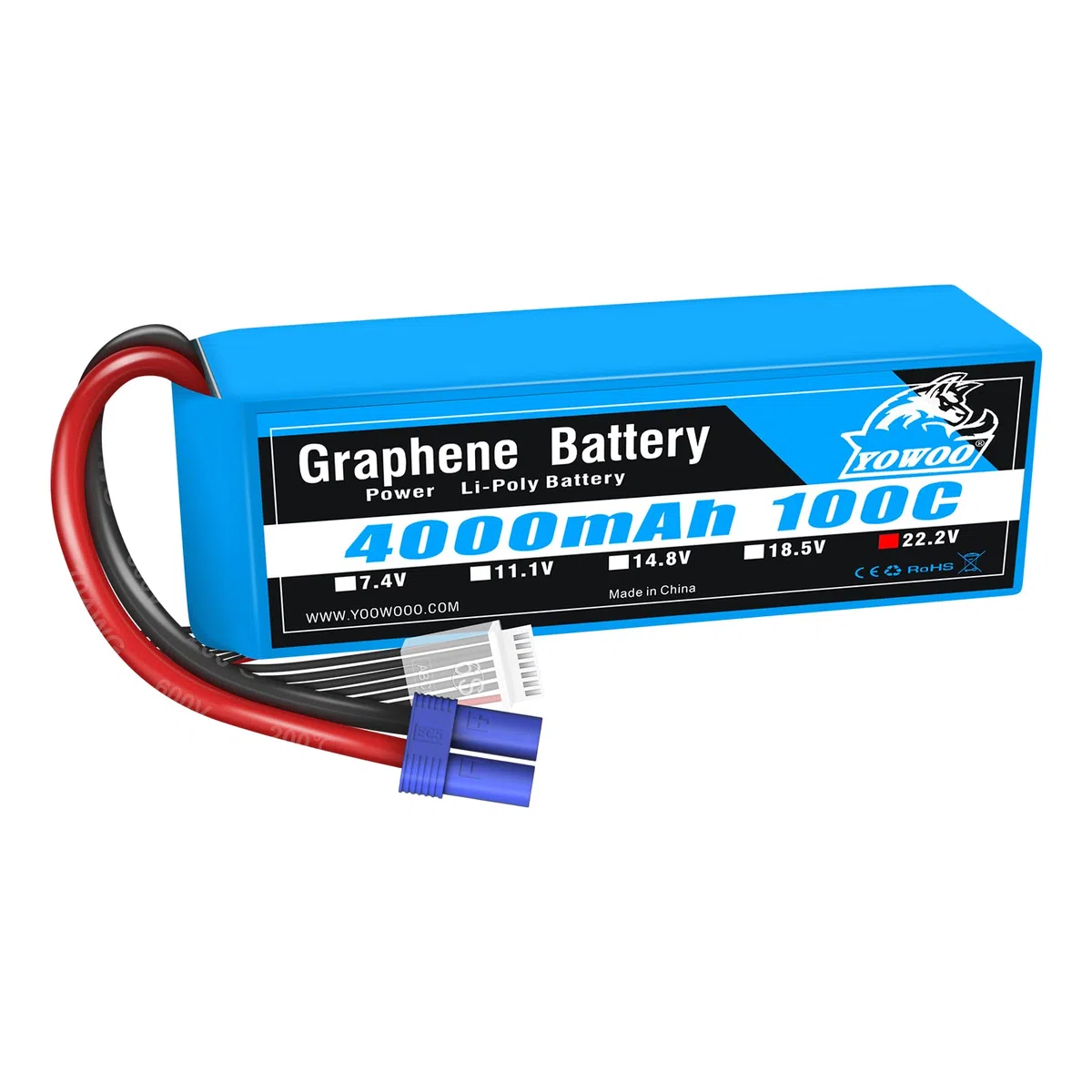 Yowoo 6S 22.2V 100C 4000mAh Graphene Batterie con spina EC5 RC Lipo per aereo RC Elicottero Quadcopter Auto Camion Barca Drone Hobby Goblin Heli 500 Mikado GAUI KDS ElyQ Allinea Trex-550 600