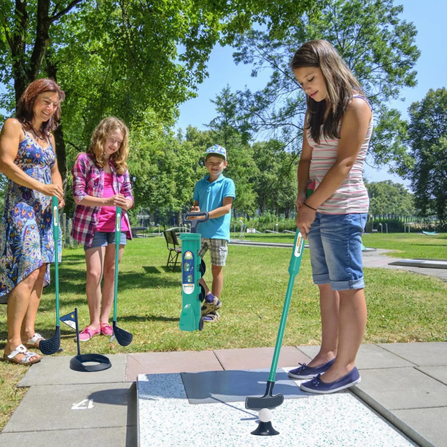 ZhuXIXILiang YZZT Set da Golf Minuto per Bambini - 14 Pezzi Club da Golf con Ruote per Bambini dagli 3 Anni