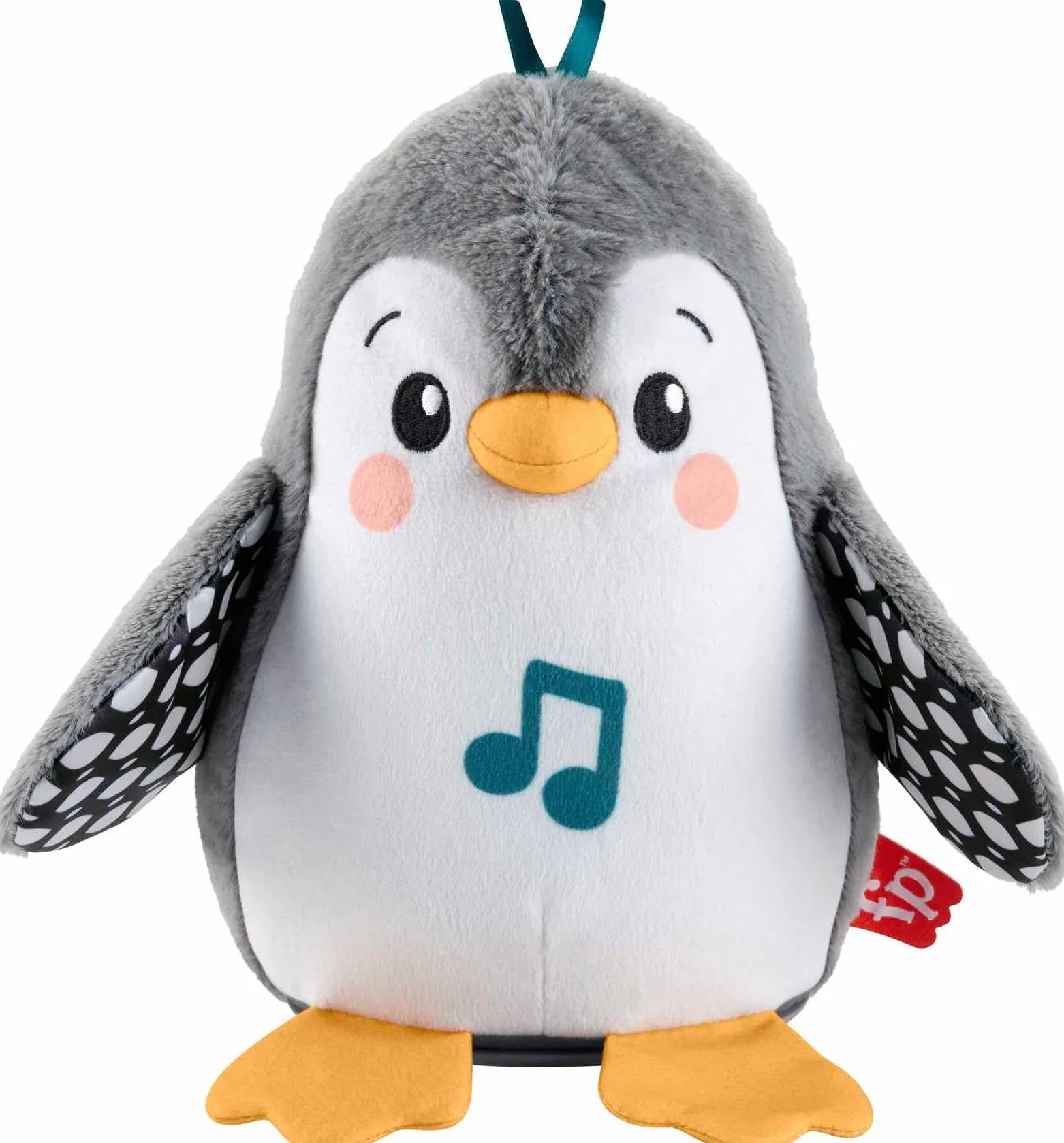 Fisher-Price - Pinguino Dolci Coccole, peluche sensoriale con musica e ali che si muovono, per il gioco interattivo da distesi sul pancino, giocattolo per bambini, 0+ anni, HNC10