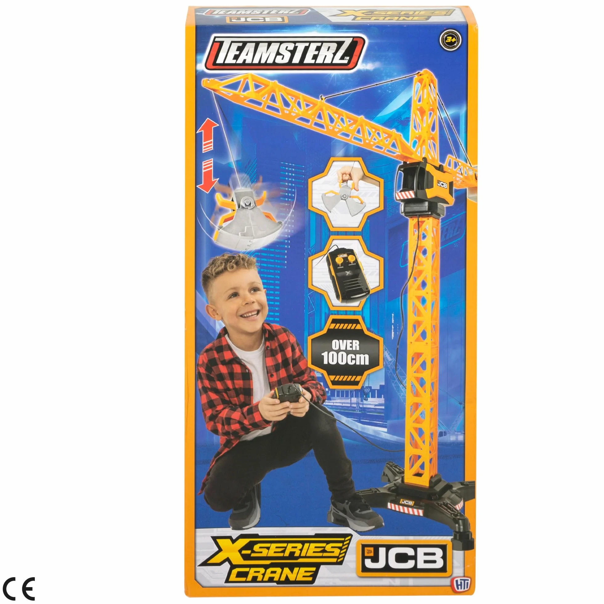 ColorBaby Teamsterz Gru da costruzione, misura grande, oltre 100 cm, telecomando con cavo, gancio di carico, include 3 batterie AAA, design realistico per bambini dai 3 anni (39509)