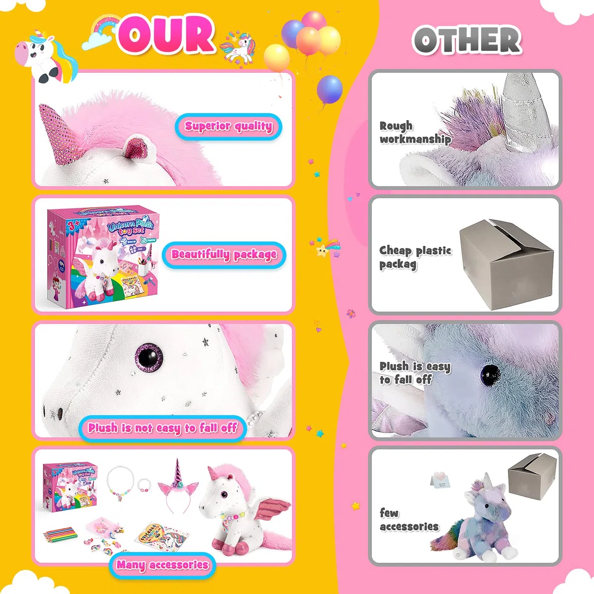 EUCOCO Peluche Unicorno Bambina Regalo, Regalo Bambina 3-7 Anni Giocattoli Unicorno Kit Pittura per Bambini 3-8 Anni Femmina Giochi Gioco di Ruolo Bambini 3-7 Anni Regalo Ragazza Braccialetto