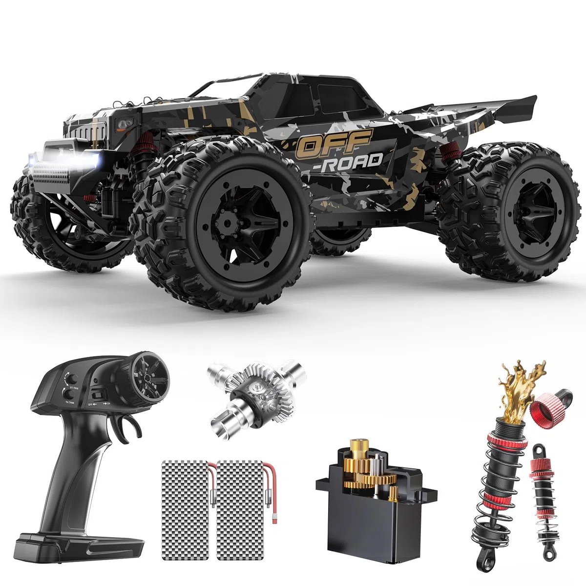 DEERC Macchina Telecomandata per Adulti 40 km/h, Monster Truck Elettrico Fuoristrada 4WD, Auto ad alta velocità da 2,4 GHz, Macchina Telecomandata 4x4 impermeabile con 2 batterie per ragazzi e bambini